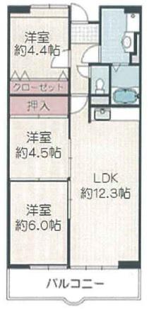 シャルル津田(3LDK/5階)の間取り写真