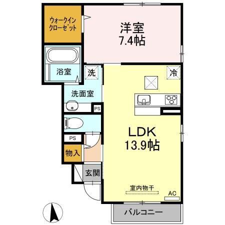 ラ・ネージュ(1LDK/1階)の間取り写真
