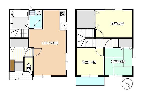 ベルコート下上A棟(3LDK/1階)の間取り写真