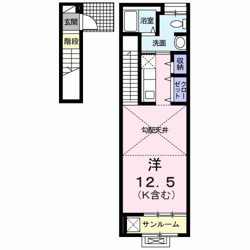 VILLA TAGARA C(ワンルーム/2階)の間取り写真