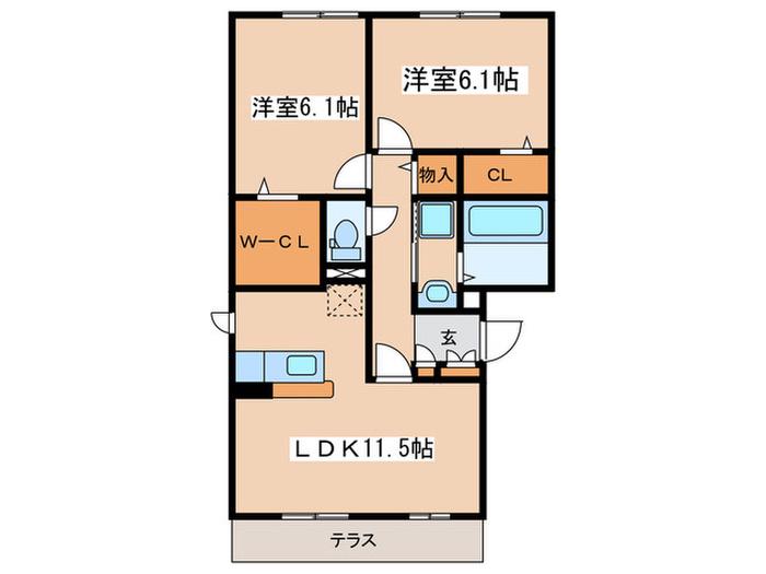 グランフォート参番館(2LDK/1階)の間取り写真