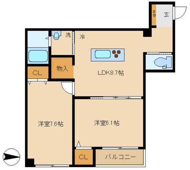 第75シンエイビル(2LDK/2階)の間取り写真