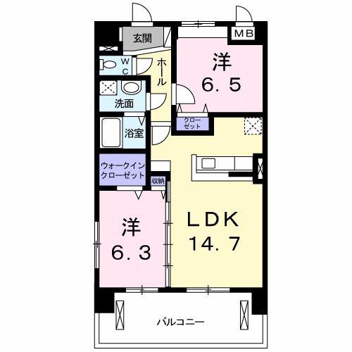 ティエラ フェリス(2LDK/6階)の間取り写真