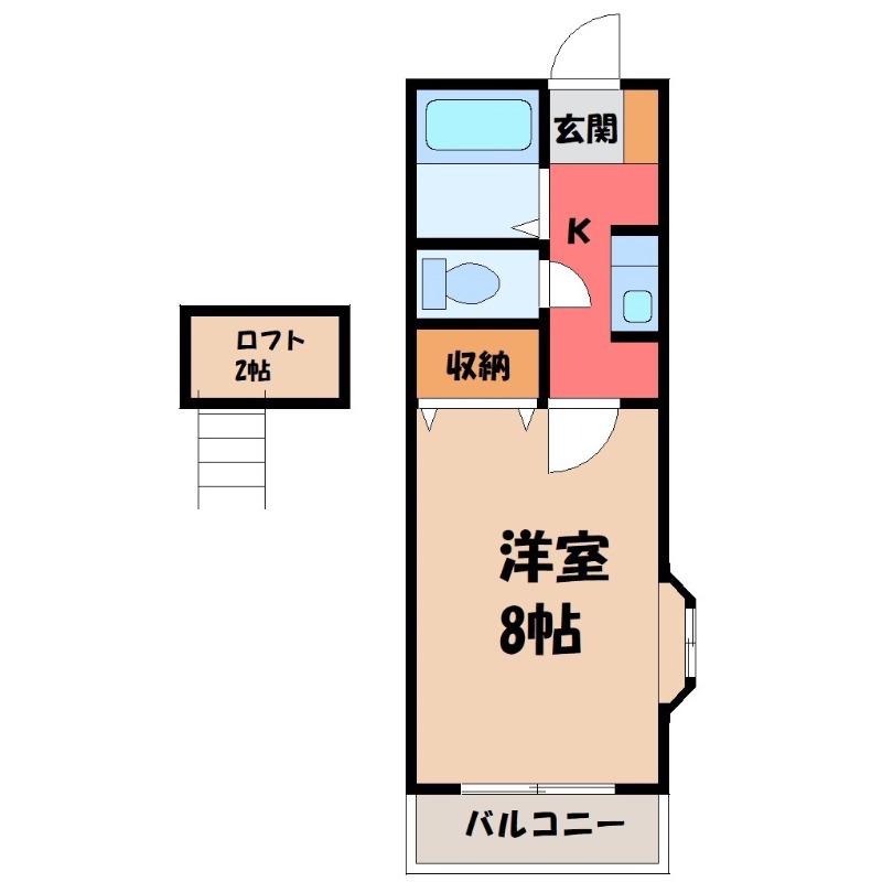 グリーンマンション(1K/2階)の間取り写真