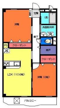 アネックス緑ヶ丘(2LDK/2階)の間取り写真
