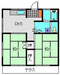 セブンハイム(2DK/1階)の間取り写真