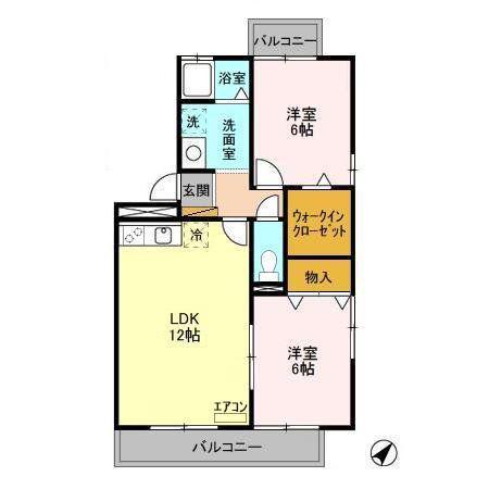 エトワールC(2LDK/2階)の間取り写真