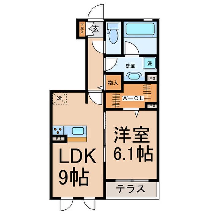 フォンテーヌ上社(1LDK/1階)の間取り写真