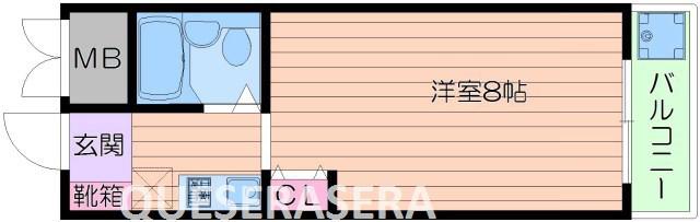 パイン吹田元町(ワンルーム/1階)の間取り写真