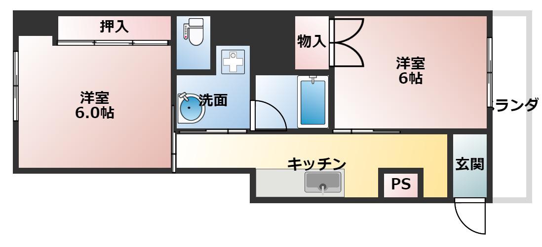 トウセン本町橋ビル(2K/5階)の間取り写真