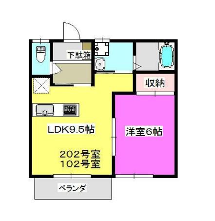 VIORA(1LDK/2階)の間取り写真