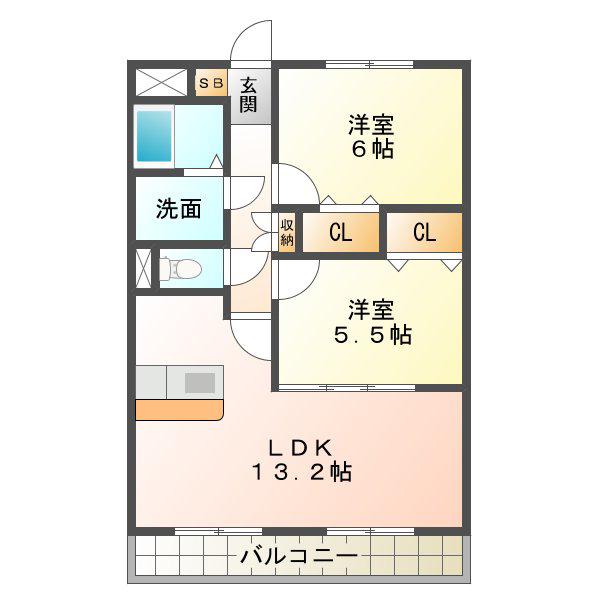 ルネスアニバーサリー(2LDK/1階)の間取り写真