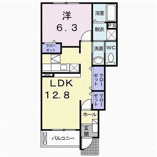 YAMATO(1LDK/1階)の間取り写真