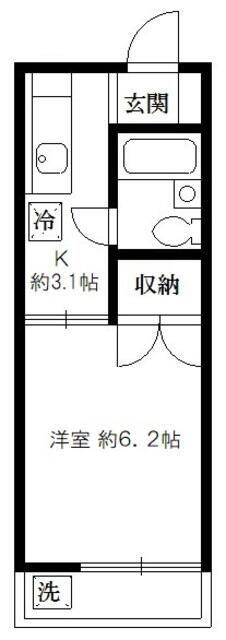 アーバンハイム花(1K/2階)の間取り写真