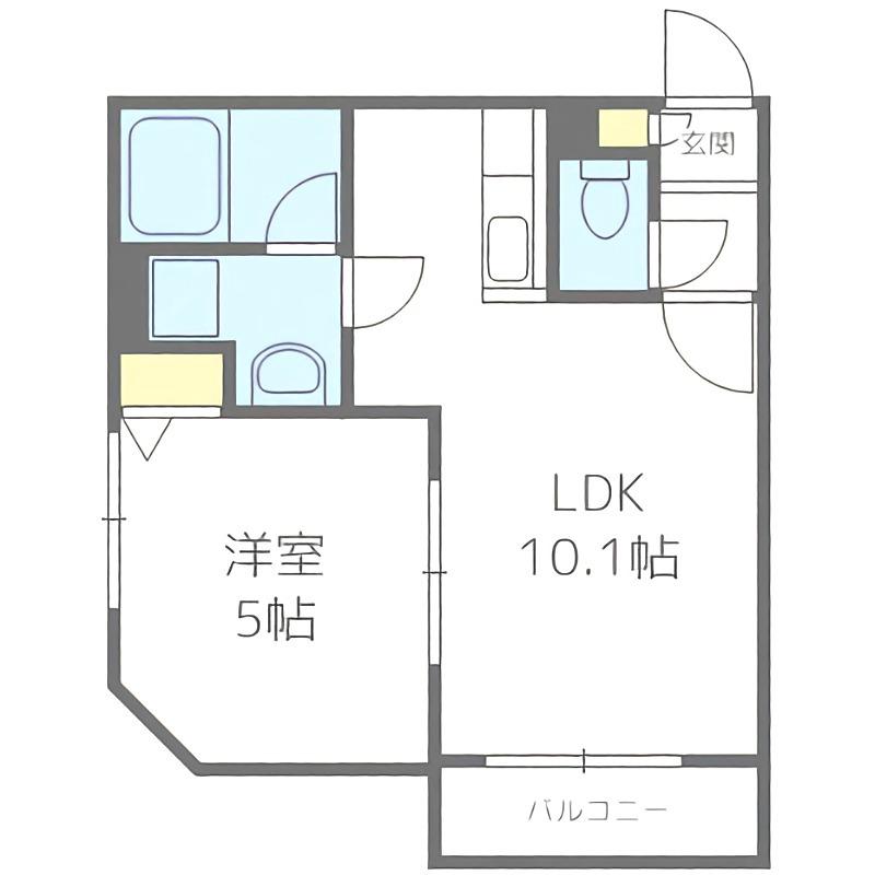 オルセー厚別中央VI(1LDK/1階)の間取り写真