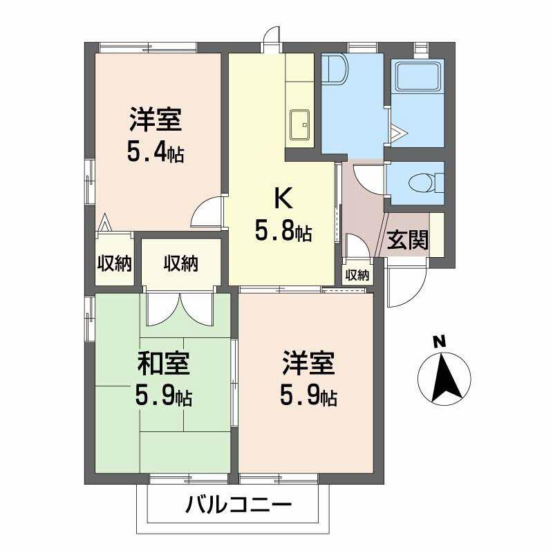 志おみコーポC(3K/2階)の間取り写真