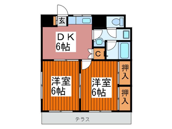 カーサ青木(2DK/1階)の間取り写真