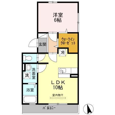 エアフォルクC(1LDK/3階)の間取り写真