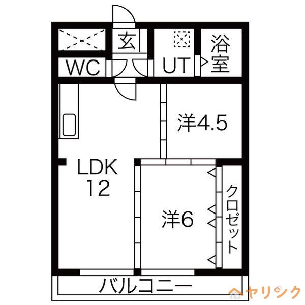 スカイマンション(2LDK/2階)の間取り写真