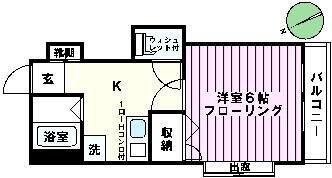 ファルコン掘口(1K/2階)の間取り写真