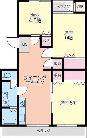 サンハイツ成瀬(3DK/1階)の間取り写真