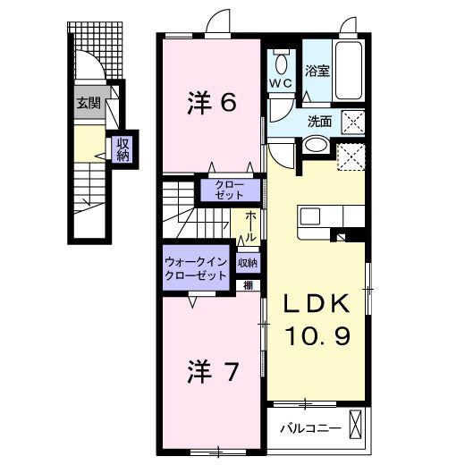 ヴァン ヴェール II(2LDK/2階)の間取り写真