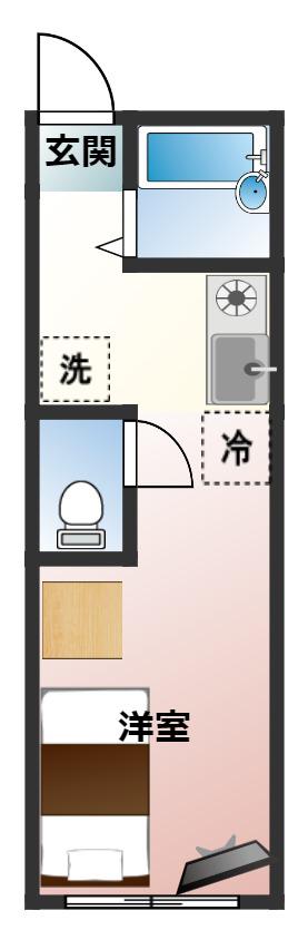 エスポワヒルズ(ワンルーム/2階)の間取り写真