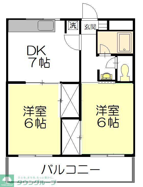 STハイツII(2DK/1階)の間取り写真