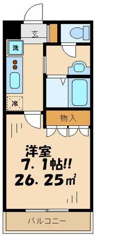 グランドロータス聖蹟(1K/1階)の間取り写真