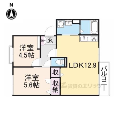 フローラル神宮東(2LDK/2階)の間取り写真