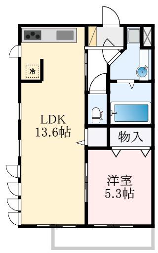 ディーモンテ 深井沢町(1LDK/2階)の間取り写真