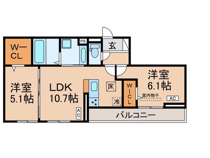 FELIZ TORISIA(2LDK/1階)の間取り写真