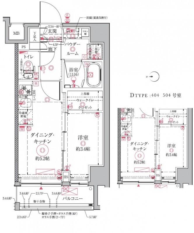 クレイシアIDZ祐天寺(1DK/8階)の間取り写真