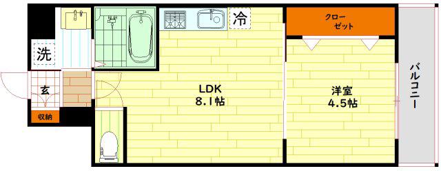 アート都島毛馬(1LDK/3階)の間取り写真
