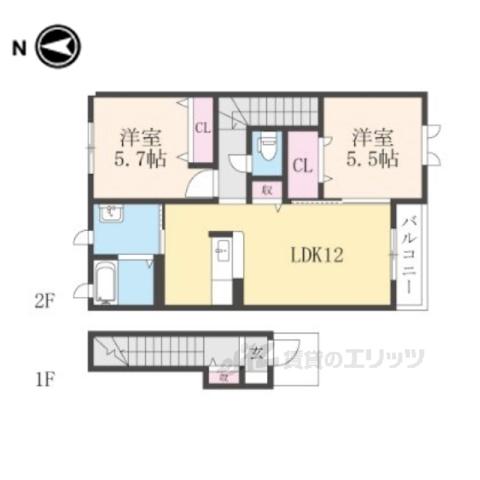サンメゾン(2LDK/2階)の間取り写真