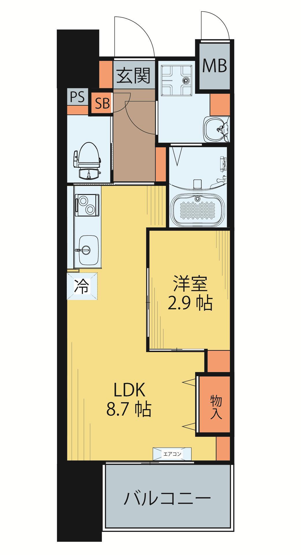 シェルグランデ広瀬橋(1LDK/3階)の間取り写真