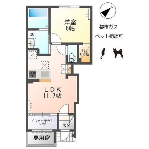 中島通四丁目アパート(1LDK/1階)の間取り写真