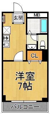 リブレメゾン甲東園エスト(1K/1階)の間取り写真