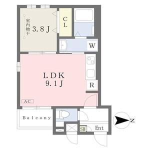 アルティス志賀本通(1LDK/1階)の間取り写真