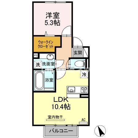 マリースプリング A棟(1LDK/2階)の間取り写真