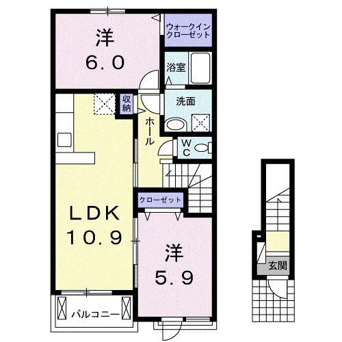 ラ・ルーチェ(2LDK/2階)の間取り写真
