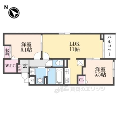 スターリーガーデン(2LDK/2階)の間取り写真