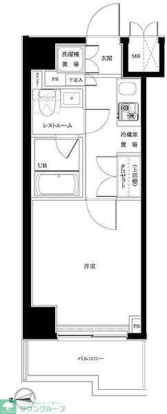 ルーブル川崎七番館(1K/8階)の間取り写真