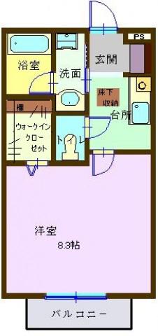 キャーリーヒル(1K/1階)の間取り写真