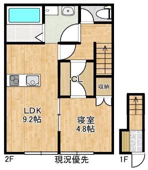 ソレイユルヴァン雑賀町(1LDK/2階)の間取り写真