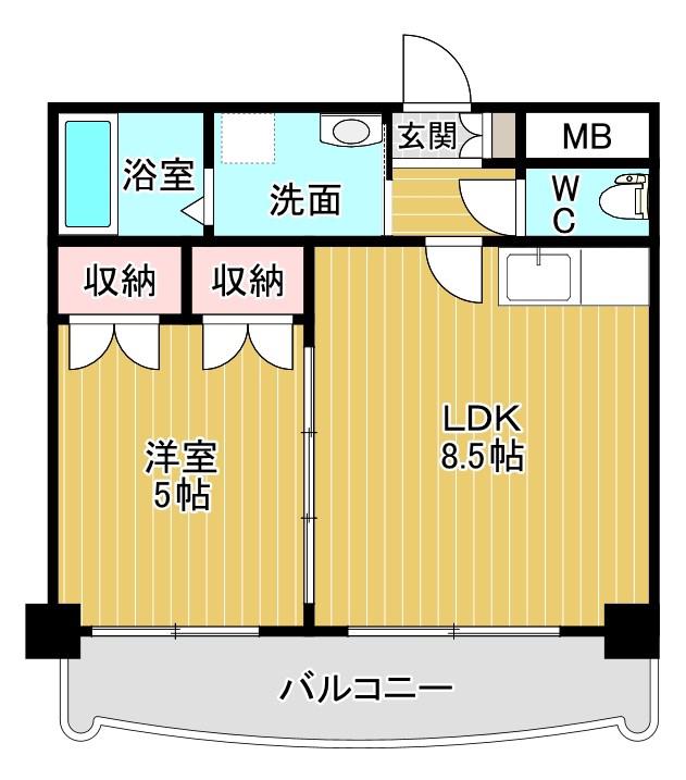 ロイヤルセンターBLD(1LDK/8階)の間取り写真