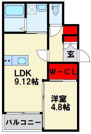 BRAVE BASE 元宮(1LDK/2階)の間取り写真