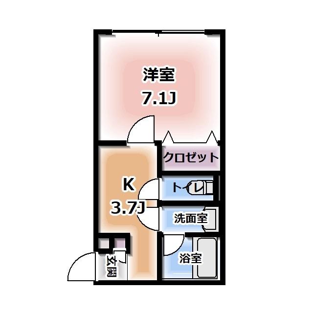 コンフォート中田(1K/1階)の間取り写真