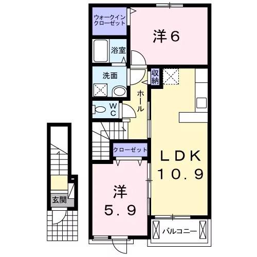 ブライト安芸(2LDK/2階)の間取り写真