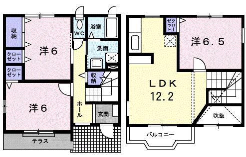 カメリアヒルズ弐番館A(3LDK/1階)の間取り写真